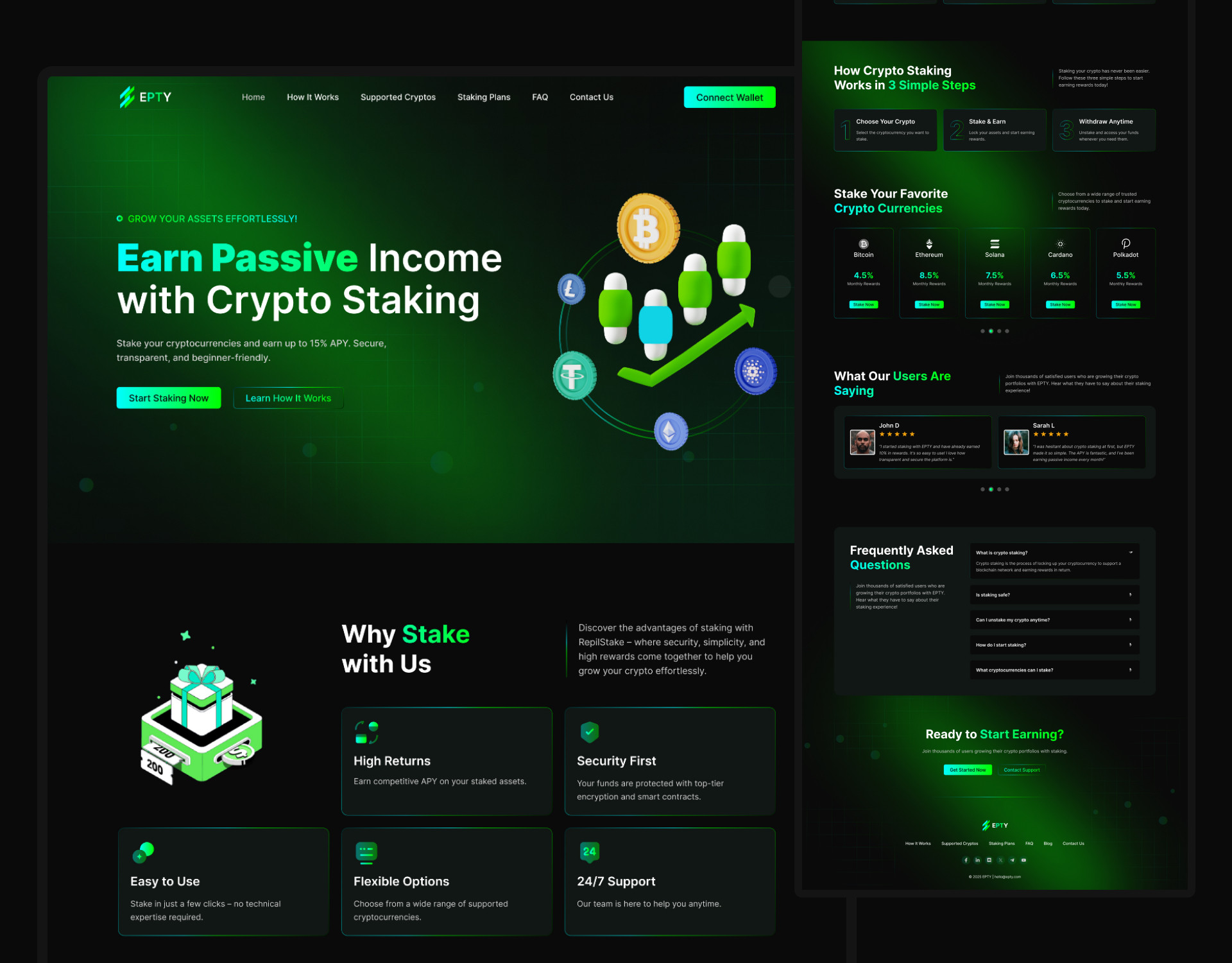 Crypto Staking Landing Page Design | UI UX