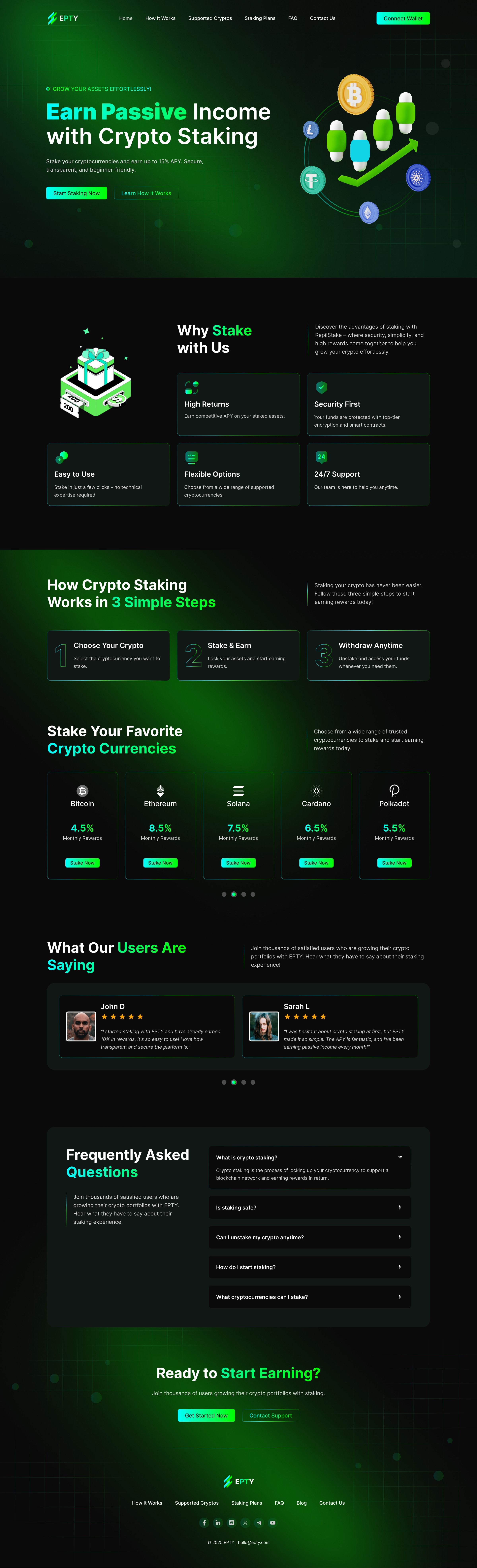 Crypto Staking Landing Page Design | UI UX
